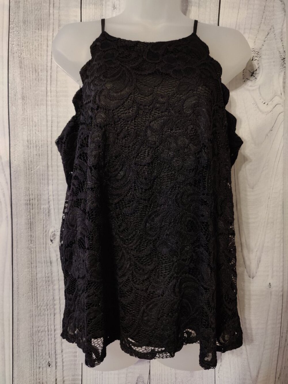 Fortune + Ivy Black Lace Sleeveless Top